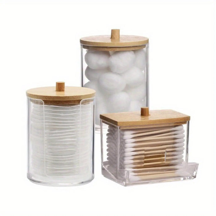 Kit com 3 Dispensadores Organizadores – Cotonetes, Algodão e Acessórios