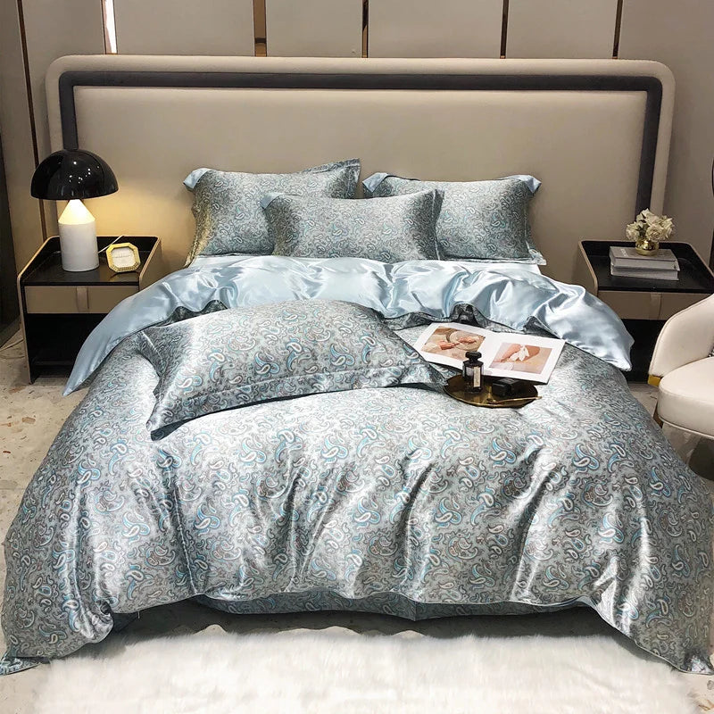 Jogo de Cama Seda Mulberry Blend 4 Peças Casa&Conforto - Floral Luxo (Com ou Sem Elástico)
