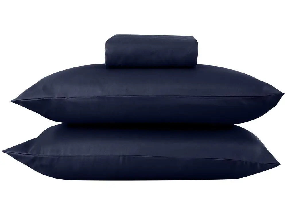 Jogo de Cama Casal Microfibra Hypercal Casa&Conforto - Azul Marinho (Com Elástico)