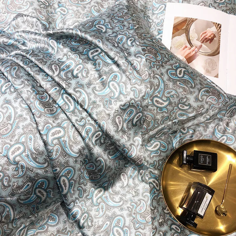 Jogo de Cama Seda Mulberry Blend 4 Peças Casa&Conforto - Floral Luxo (Com ou Sem Elástico)