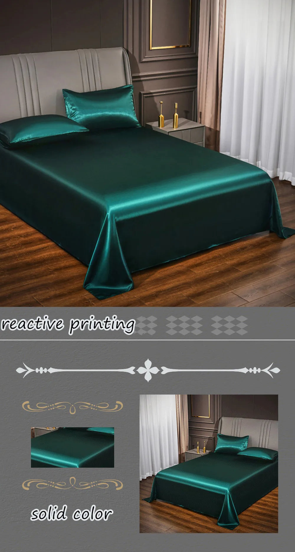 Satin Silk Bed Sheets for Summer Plain Flat Sheet for Double Bed Twin/Full/Queen/King Size Bed Linen (pillowcase need order)