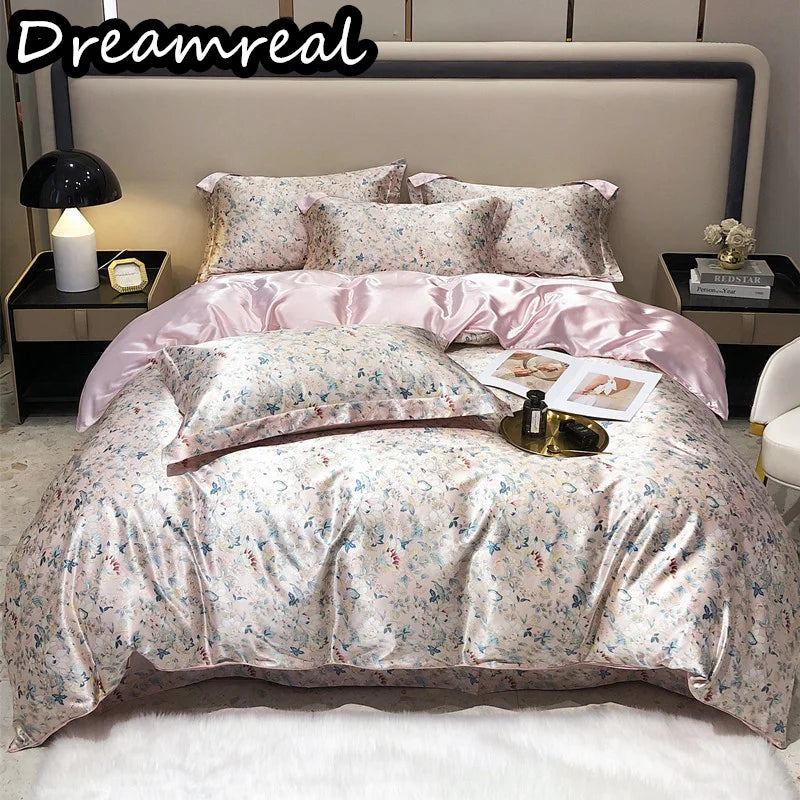 Jogo de Cama Seda Mulberry Blend 4 Peças Casa&Conforto - Floral Luxo (Com ou Sem Elástico)
