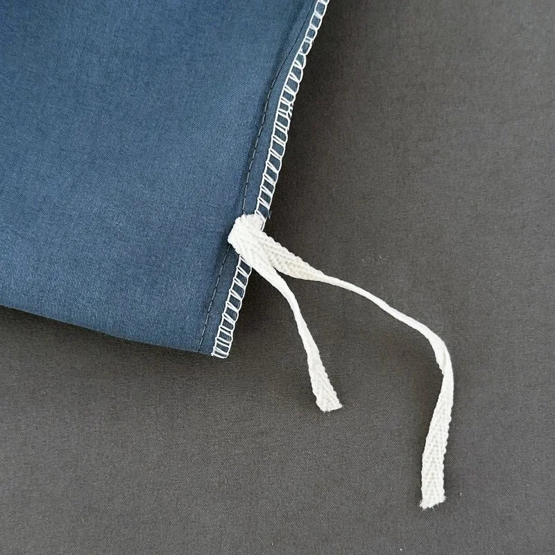 Jogo de Cama 4 Peças Algodão Lavado Premium Casa&Conforto - Toque Macio e Design Bicolor