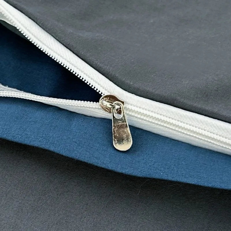 Jogo de Cama 4 Peças Algodão Lavado Premium Casa&Conforto - Toque Macio e Design Bicolor