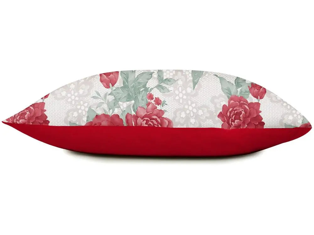 Jogo de Cama Casal Malha 100% Algodão Atlântica Delicata - Vermelho Floral