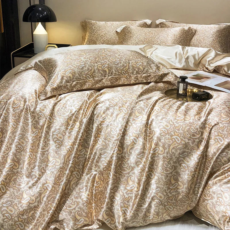 Jogo de Cama Seda Mulberry Blend 4 Peças Casa&Conforto - Floral Luxo (Com ou Sem Elástico)